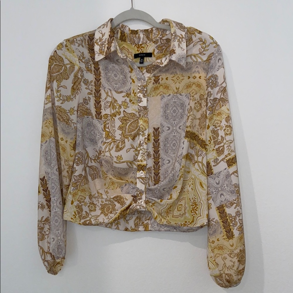 Drew Paisley Print Button Down Blouse, size M